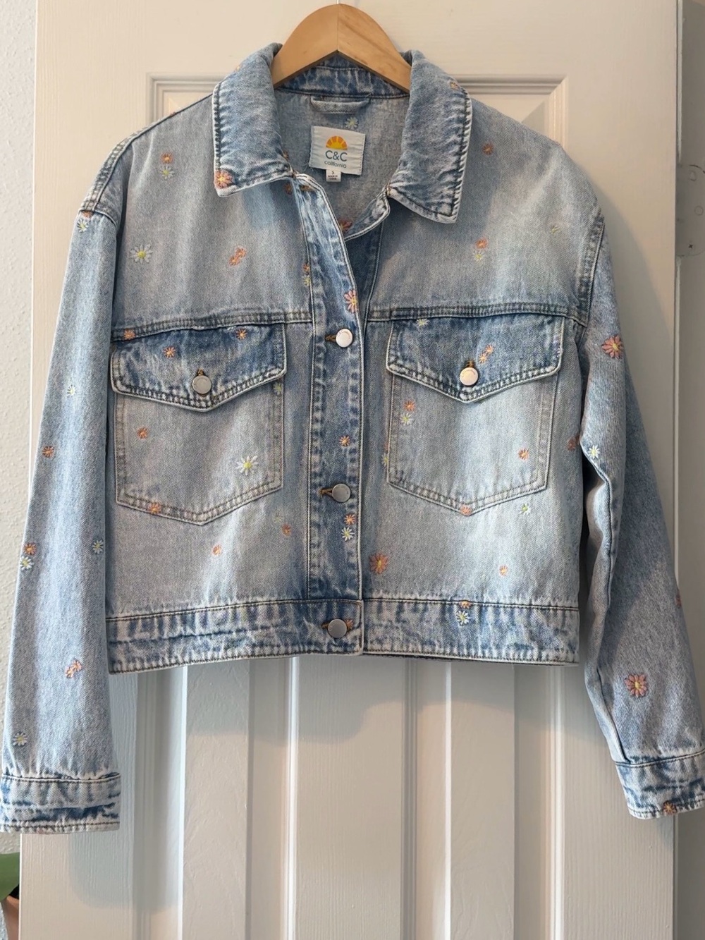 C&C California Floral Denim Jacket – Size S – Brand New